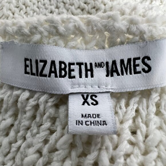 Elizabeth and James Long Cuffed Sleeve Distressed Sweater Cream/Brown XS - Picture 8 of 9